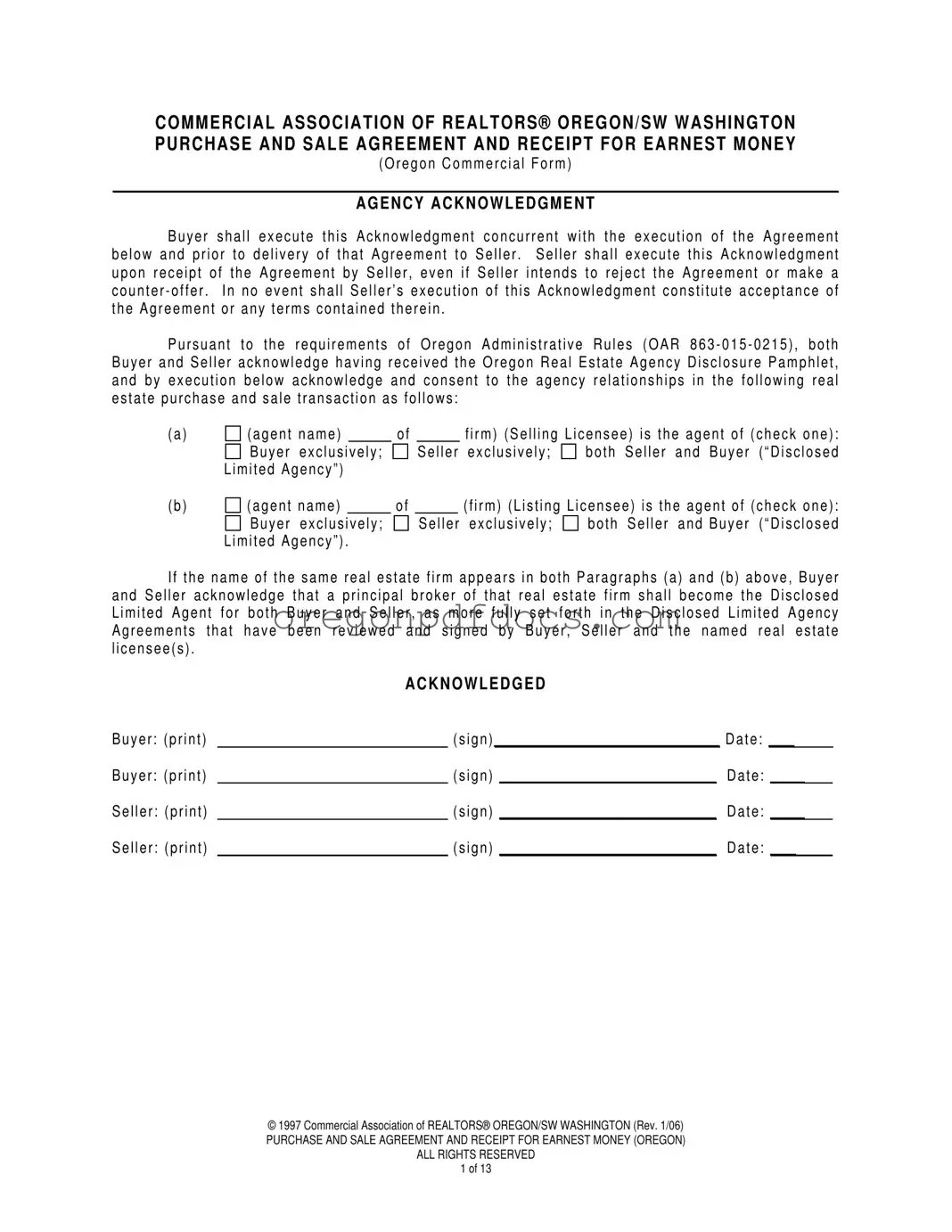 Free Money Agreement Oregon Form