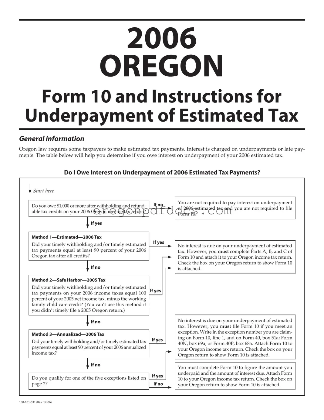 Free Oregon 10 Form