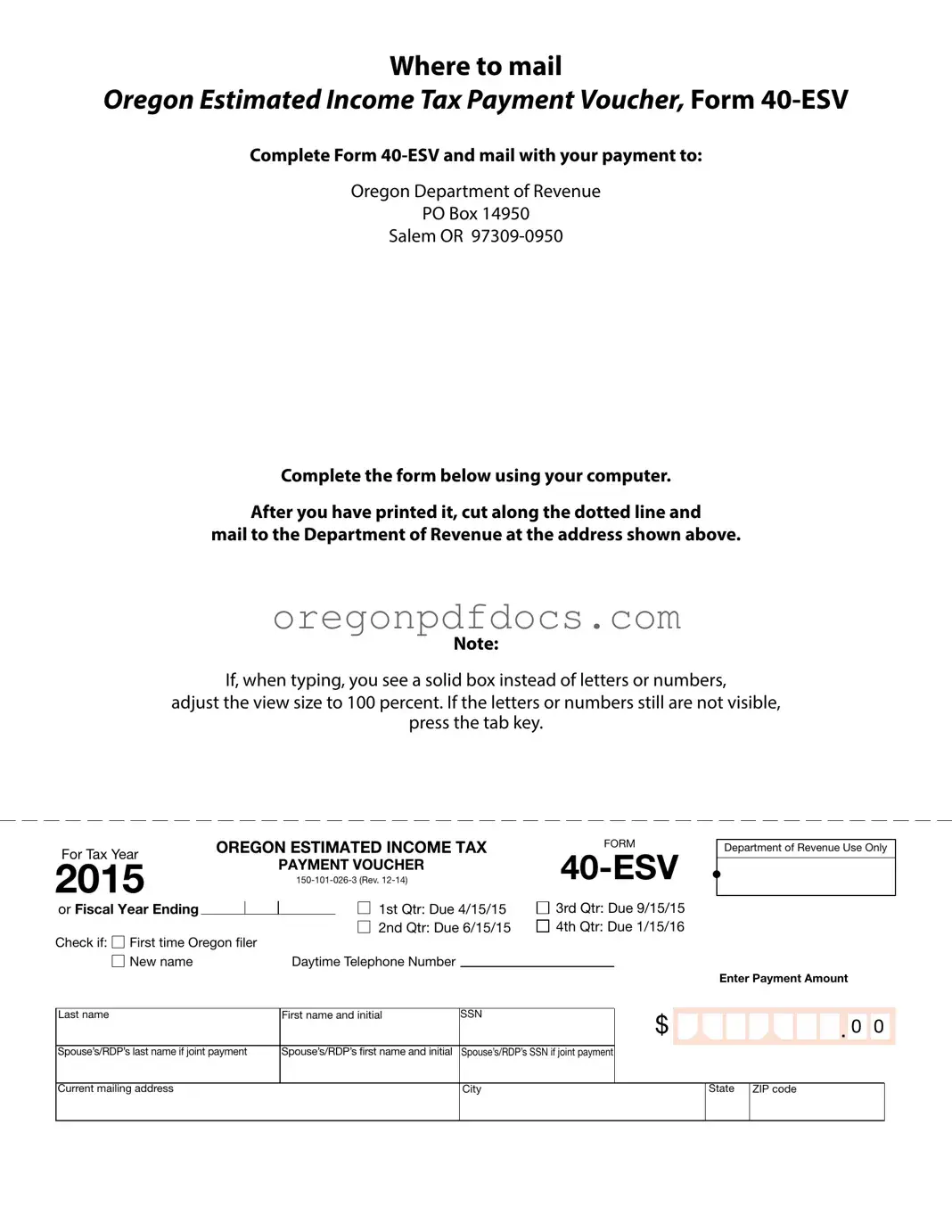 Free Oregon 40 Esv Form