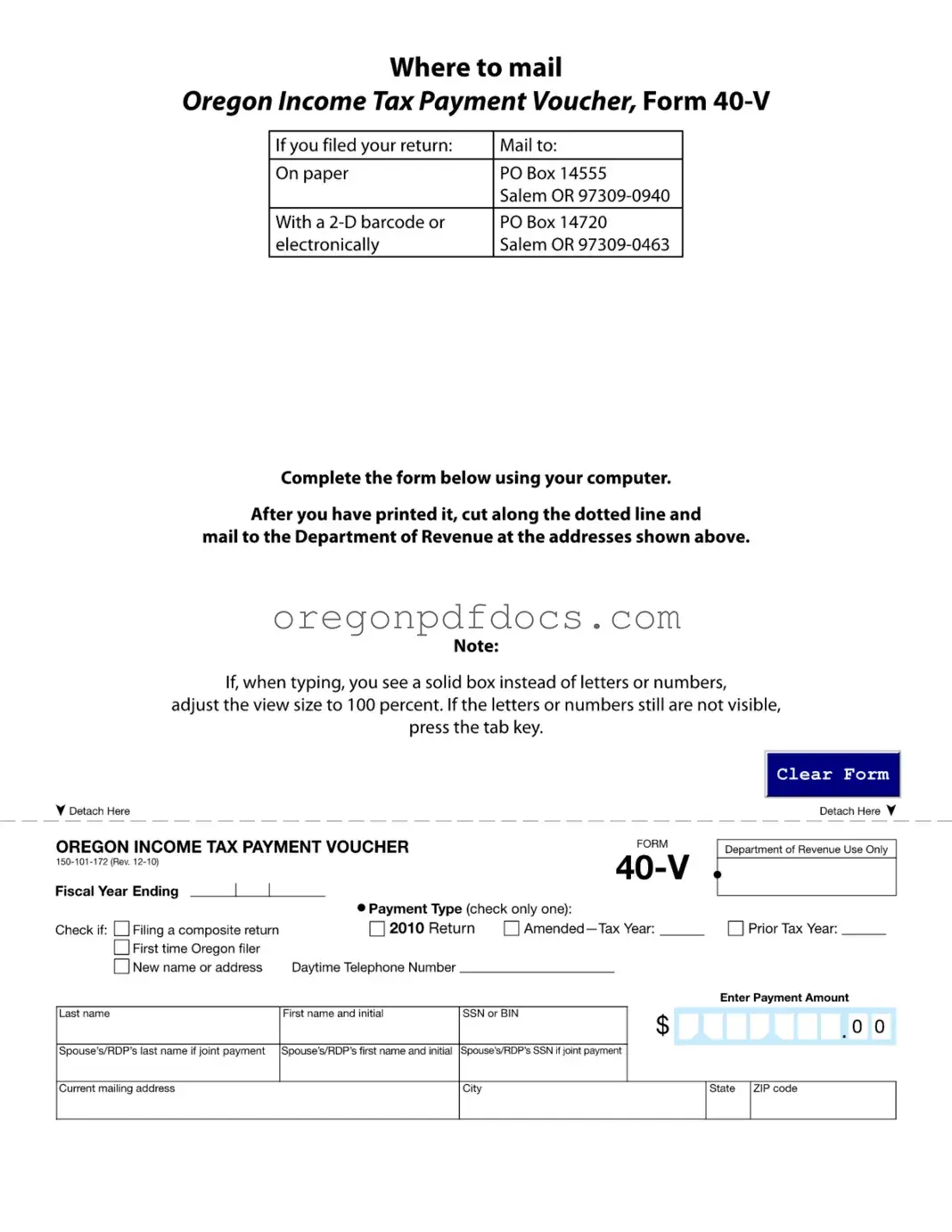 Free Oregon 40V Form