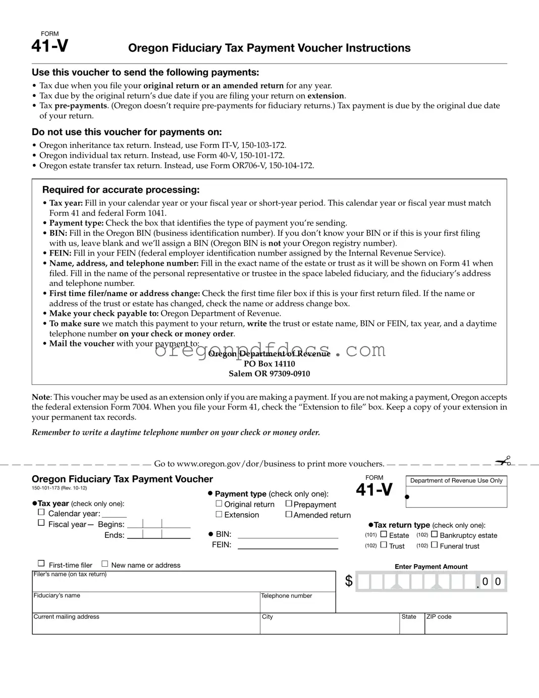 Free Oregon 41 V Form