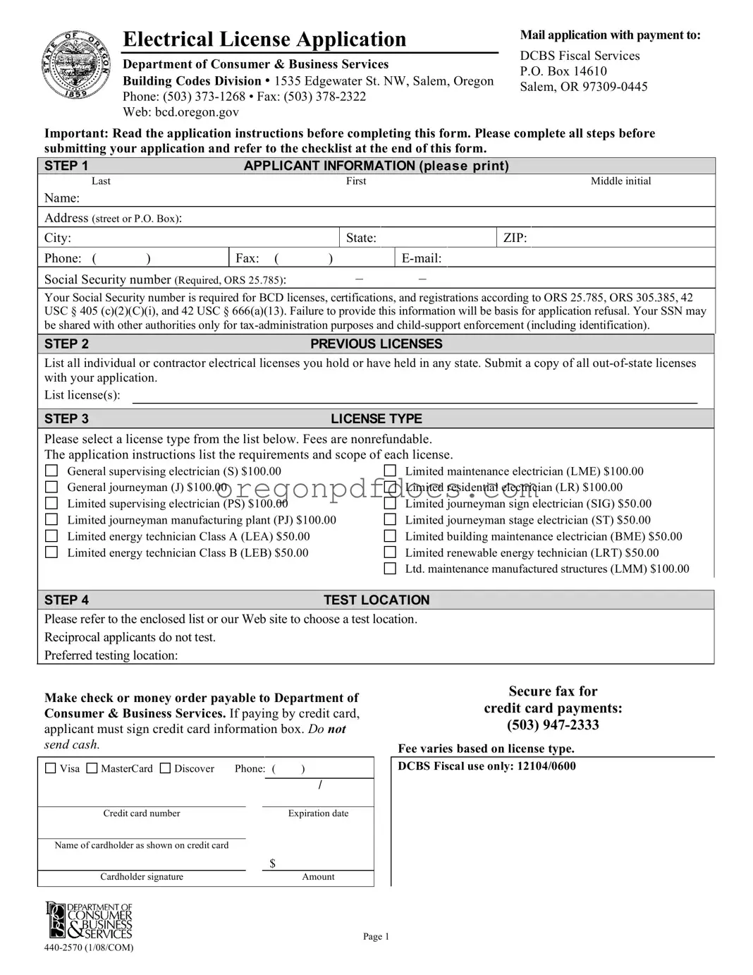 Free Oregon 440 2570 Form