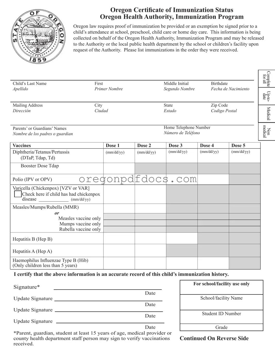 Free Oregon 53 05A Form