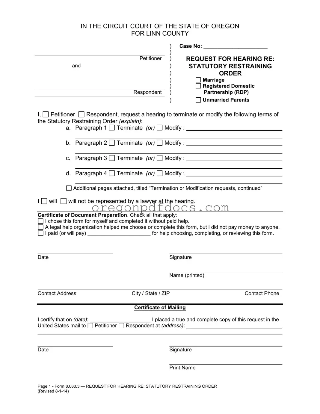 Free Oregon 8 080 3 Form