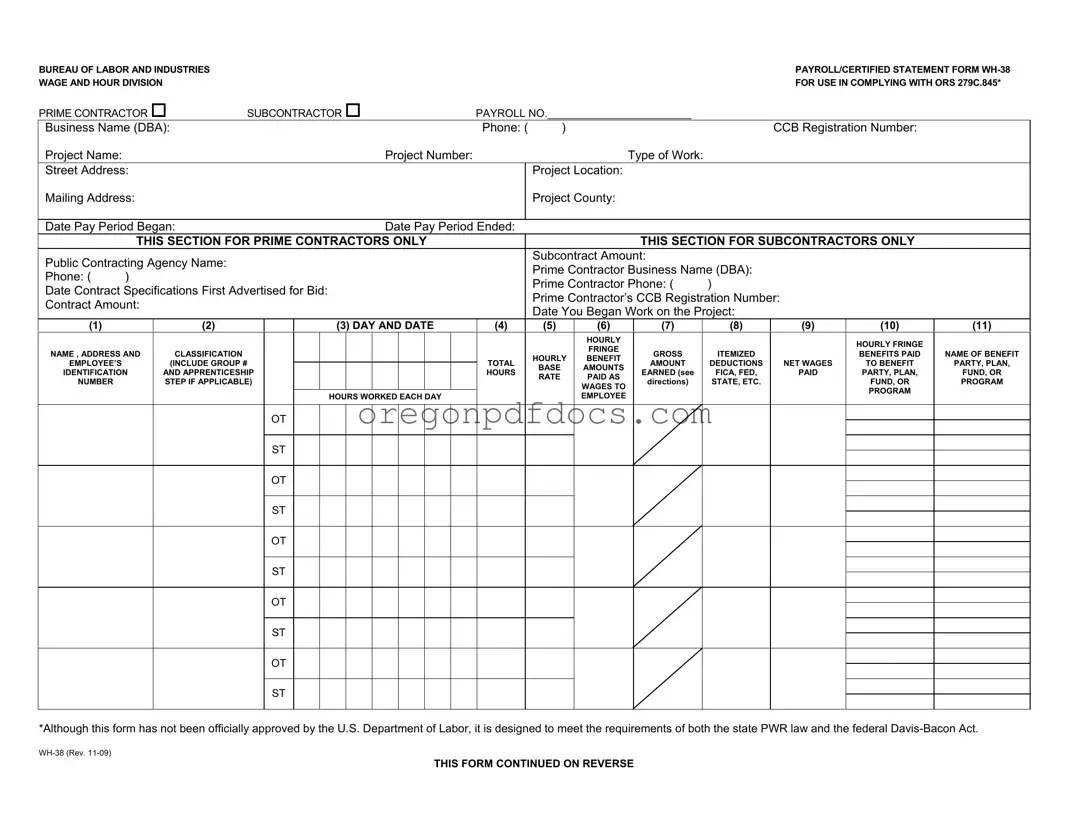 Free Oregon Payroll Wh 38 Form