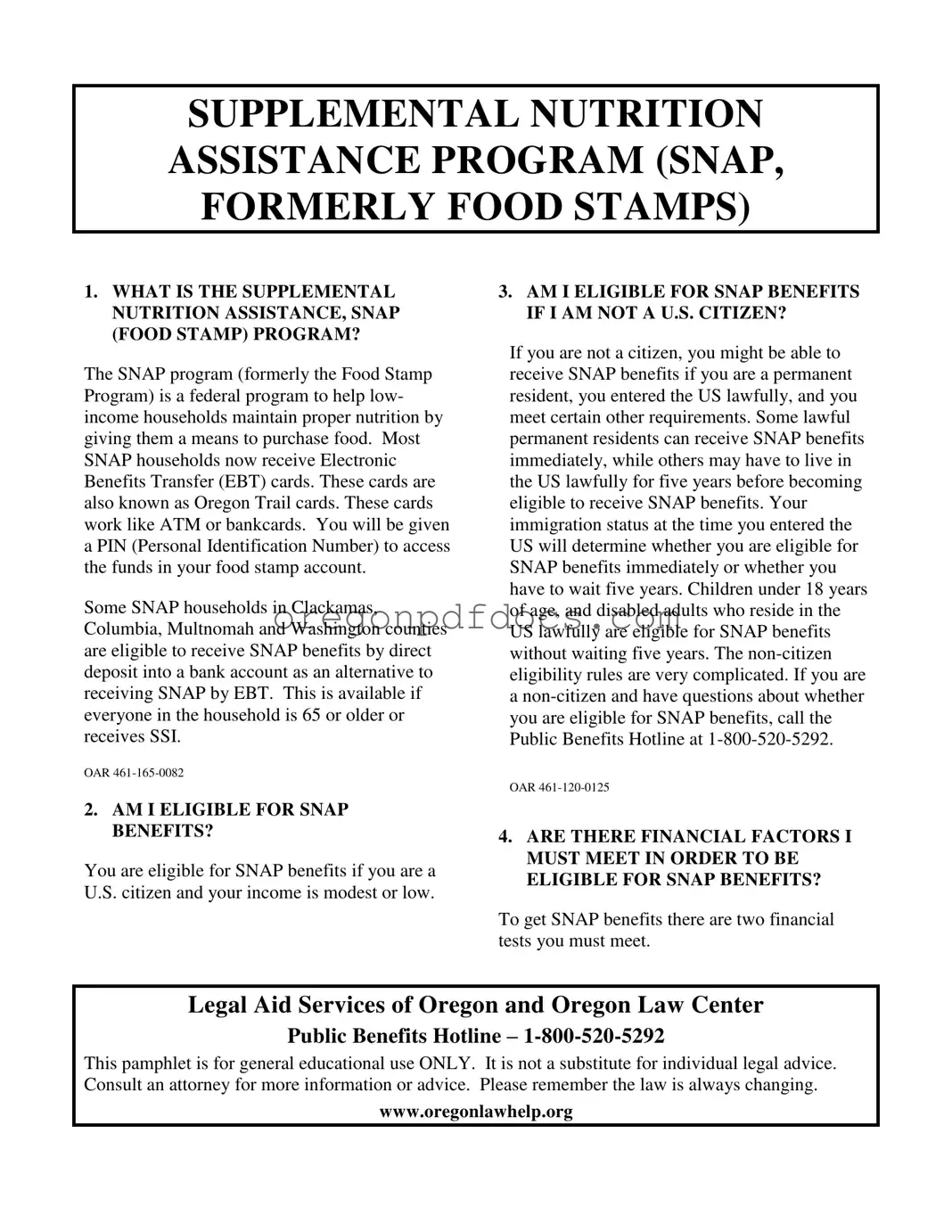 Free Oregon Snap Change Report Form