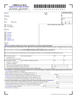 Free Oregon 20 S Form