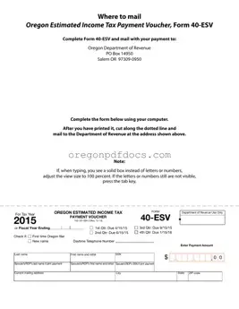 Free Oregon 40 Esv Form