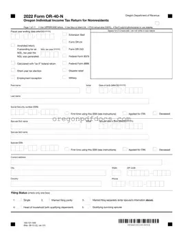 Free Oregon 40N Form