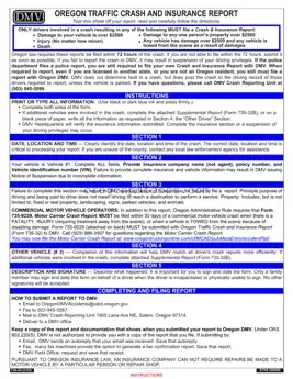 Free Oregon Dmv Accident Report Form