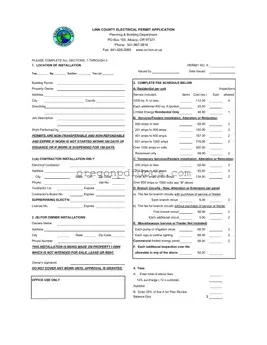 Free Oregon Electrical Permit Application Linn Form