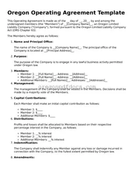 Printable Oregon Operating Agreement Document