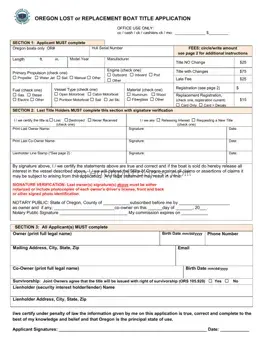 Free Oregon Lost Boat Title Application Form