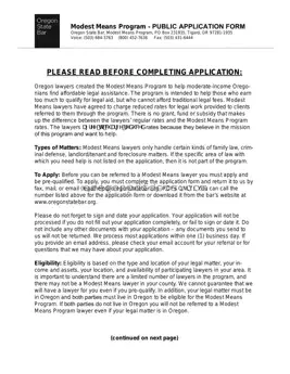 Free Oregon Modest Means Program Form