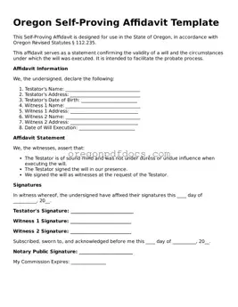 Printable Oregon Self-Proving Affidavit Document
