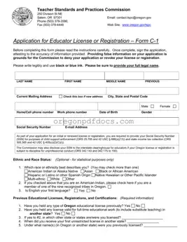 Free Oregon Tspc C 1 Form