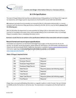 Free Oregon W2 Form