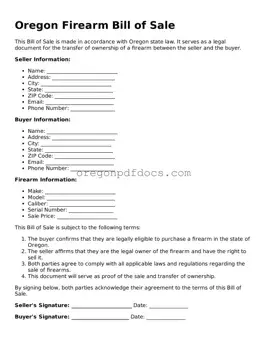 Printable Oregon Firearm Bill of Sale Document